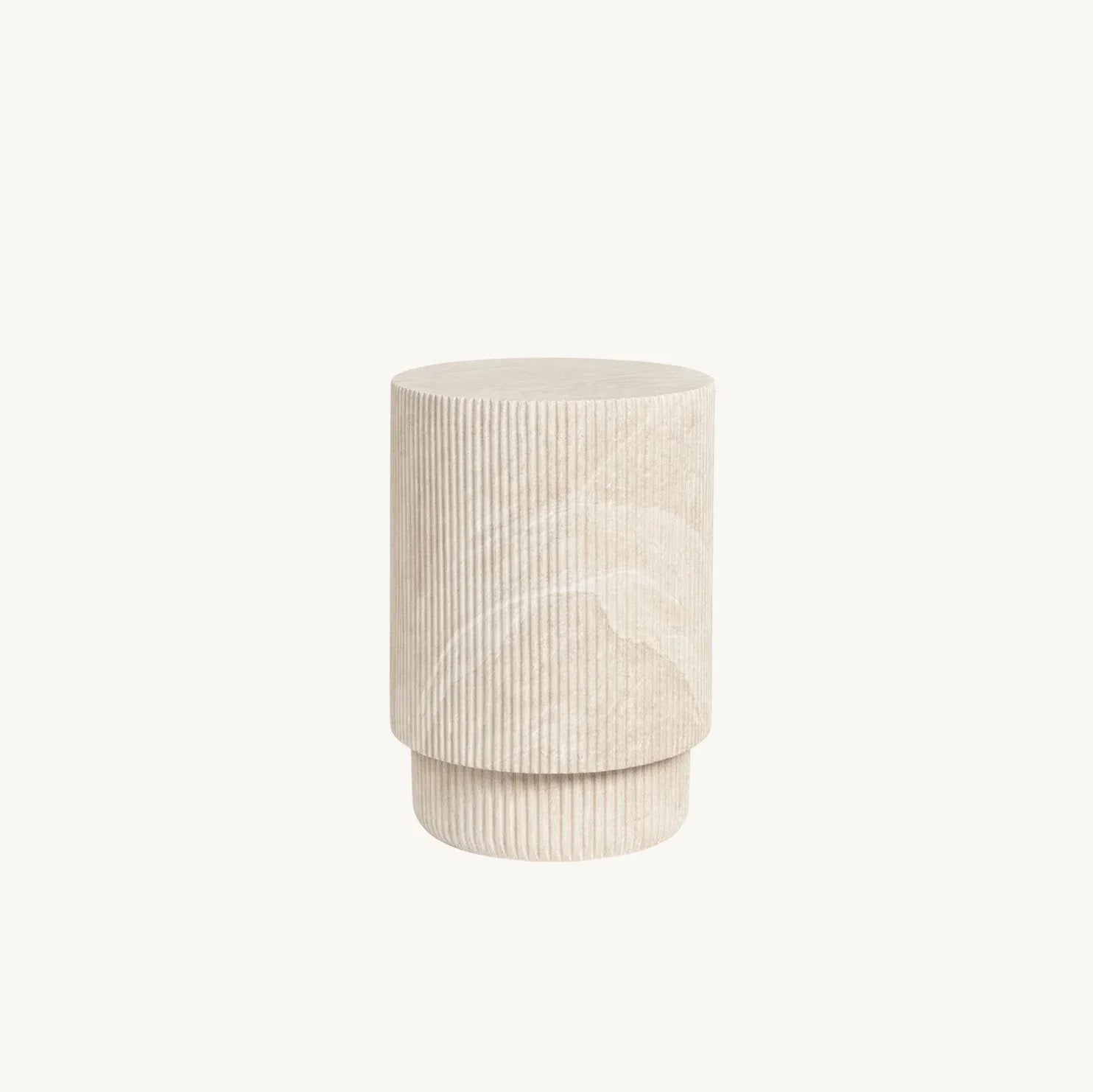 Vera Fluted Stone Side Table - Matte Natural Stone