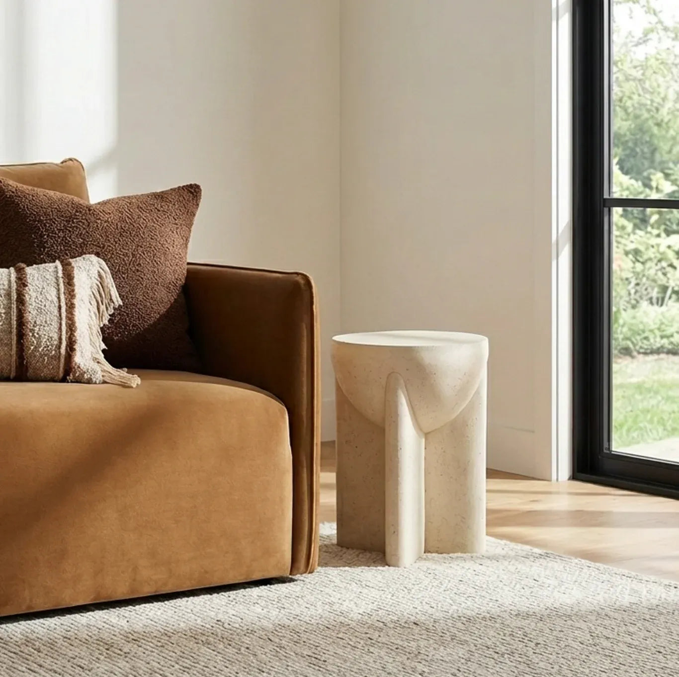 Interior Ave - Zelda Sculptural Stone Side Table â€“ Sand Textured Accent