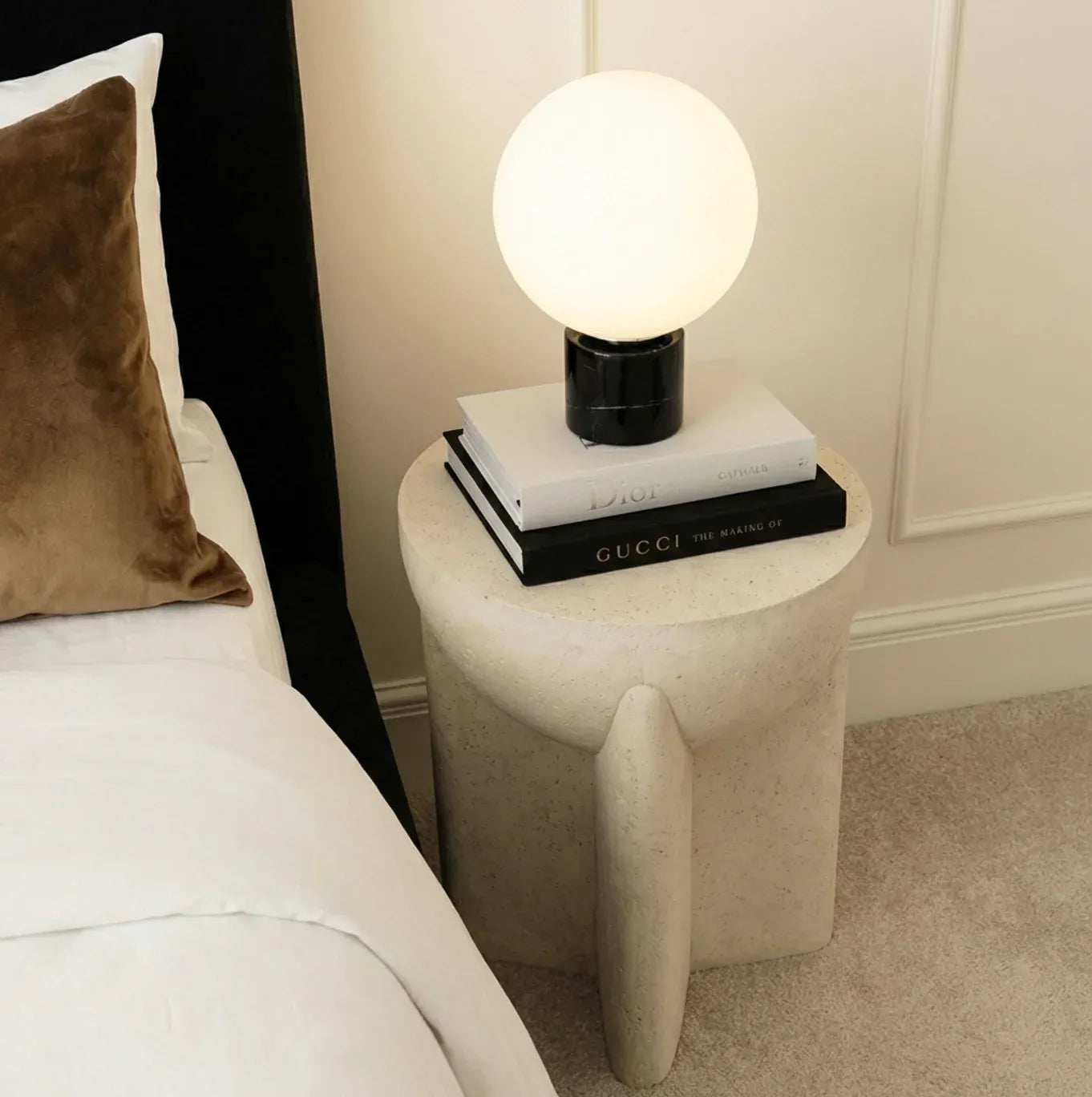 Interior Ave - Zelda Sculptural Stone Side Table â€“ Sand Textured Accent