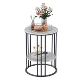 Bedside Tables: Interior Ave - Cleo Black Two Shelf Stone Side Table