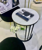 Bedside Tables: Interior Ave - Cleo Black Two Shelf Stone Side Table
