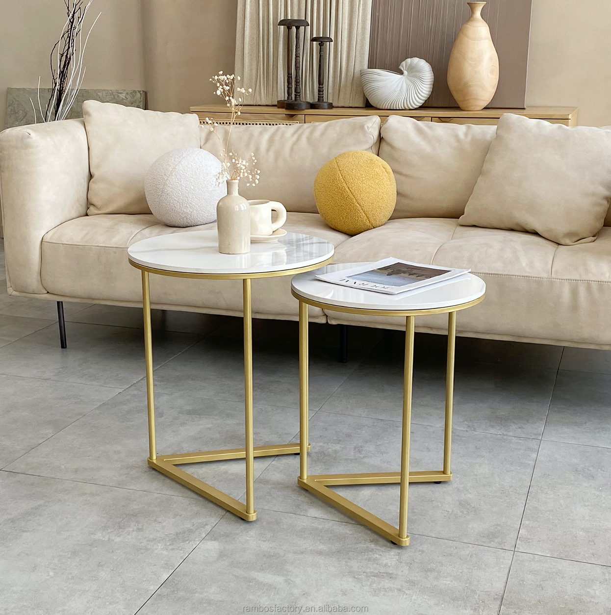 Buffets & Sideboards: Interior Ave - Nala Gold Nested Side Table Set
