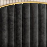 Elegant Bedding Charcoal Color King Size Luxury Bedframe with Gas Lift Storage Velvet Fabric Golden Trim