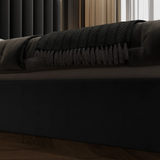 Elegant Bedding Queen Size Black Velvet Fabric Golden Metal Storage Luxury Bedframe