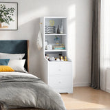 2x Bedside table set with drawers, slim tall cabinet, multifunctional design