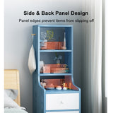 2x Bedside table pair with shelves drawers side hook modern design white