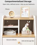 2x bedside table set wooden drawer natural white wood grain furniture