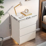 2x Modern bedside table set with drawers, minimalist design, white finish.