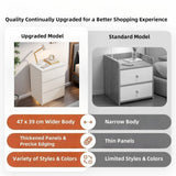 2x Modern bedside table set with drawers, minimalist design, white finish.
