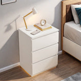 2x Modern bedside table set with drawers, minimalist design, white finish.