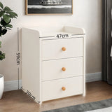 2x Bedside Table Pair White 3 Drawers Wooden Knobs Modern Minimalist Design