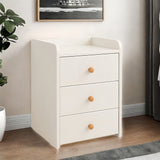 2x Bedside Table Pair White 3 Drawers Wooden Knobs Modern Minimalist Design