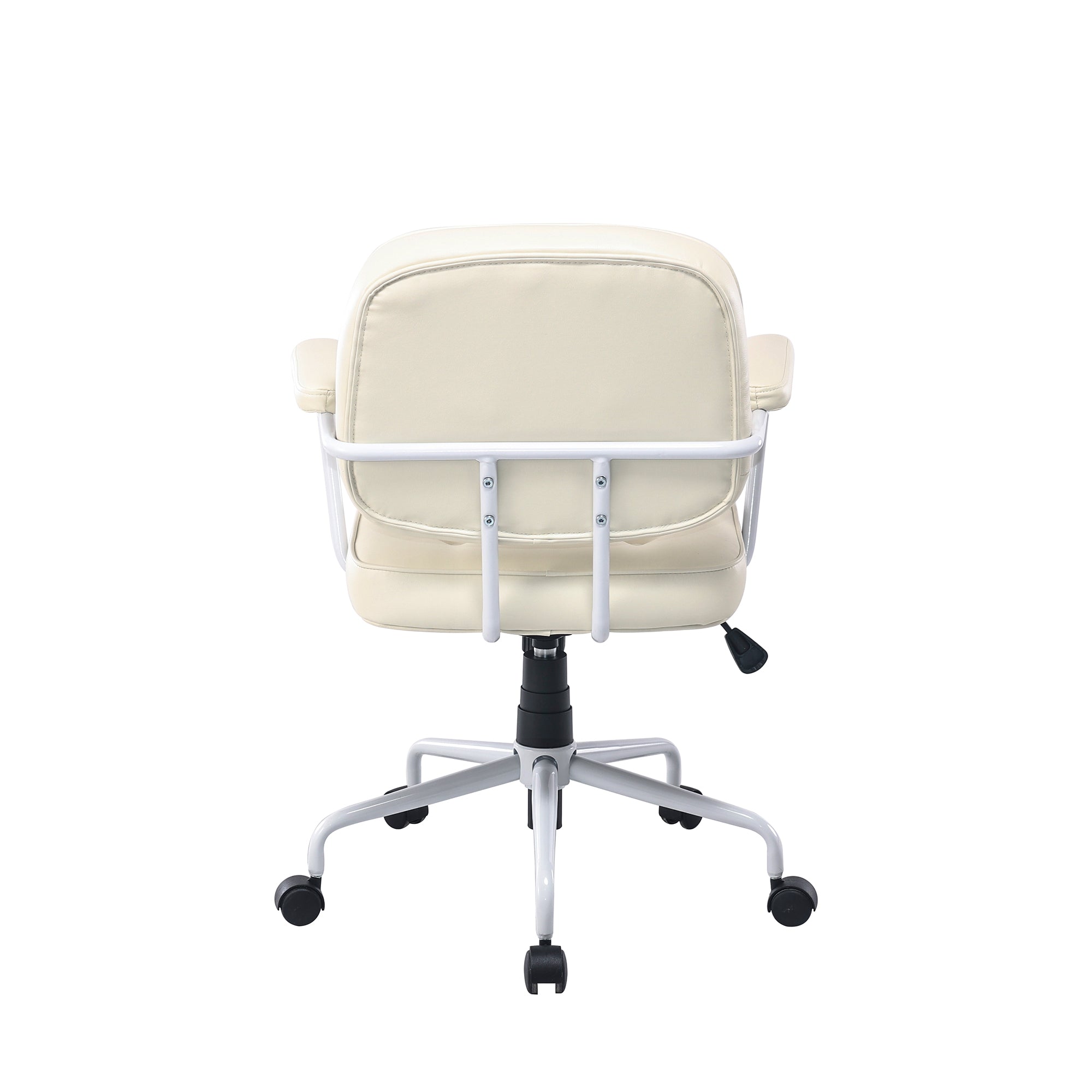 Office & Desk Chairs: Louise White Frame Faux Leather Home Office Chair in Beige