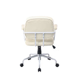 Office & Desk Chairs: Louise White Frame Faux Leather Home Office Chair in Beige