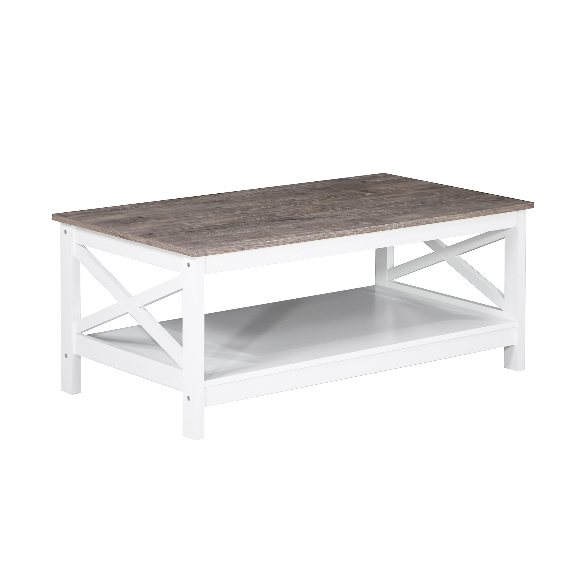Outdoor Dining Sets: Coastal Coffee Table in White and Grey