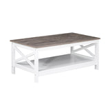 Outdoor Dining Sets: Coastal Coffee Table in White and Grey