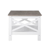 Outdoor Dining Sets: Coastal Coffee Table in White and Grey