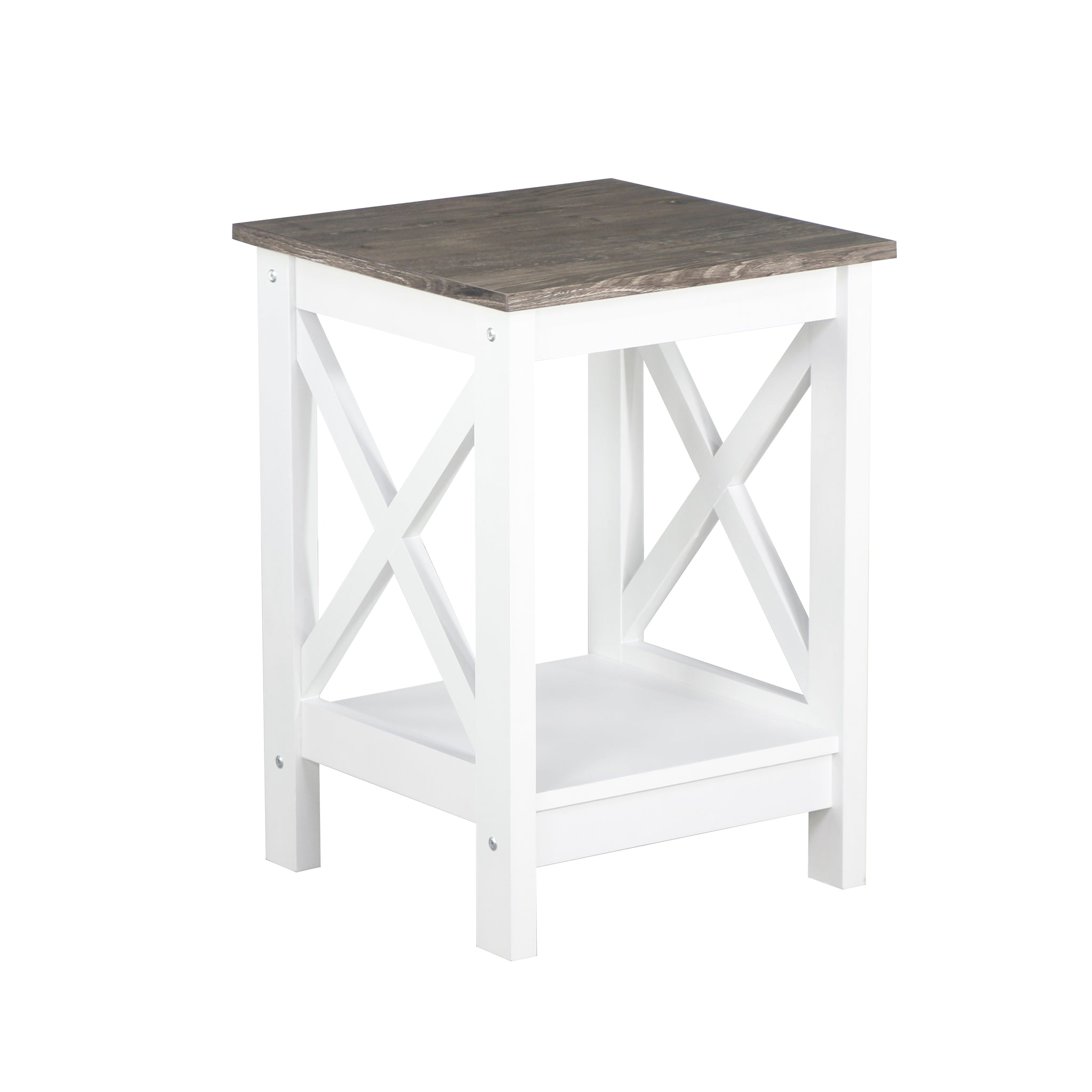 Side Tables: Coastal Side Table in White and Grey