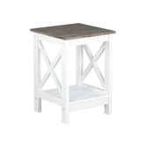 Side Tables: Coastal Side Table in White and Grey