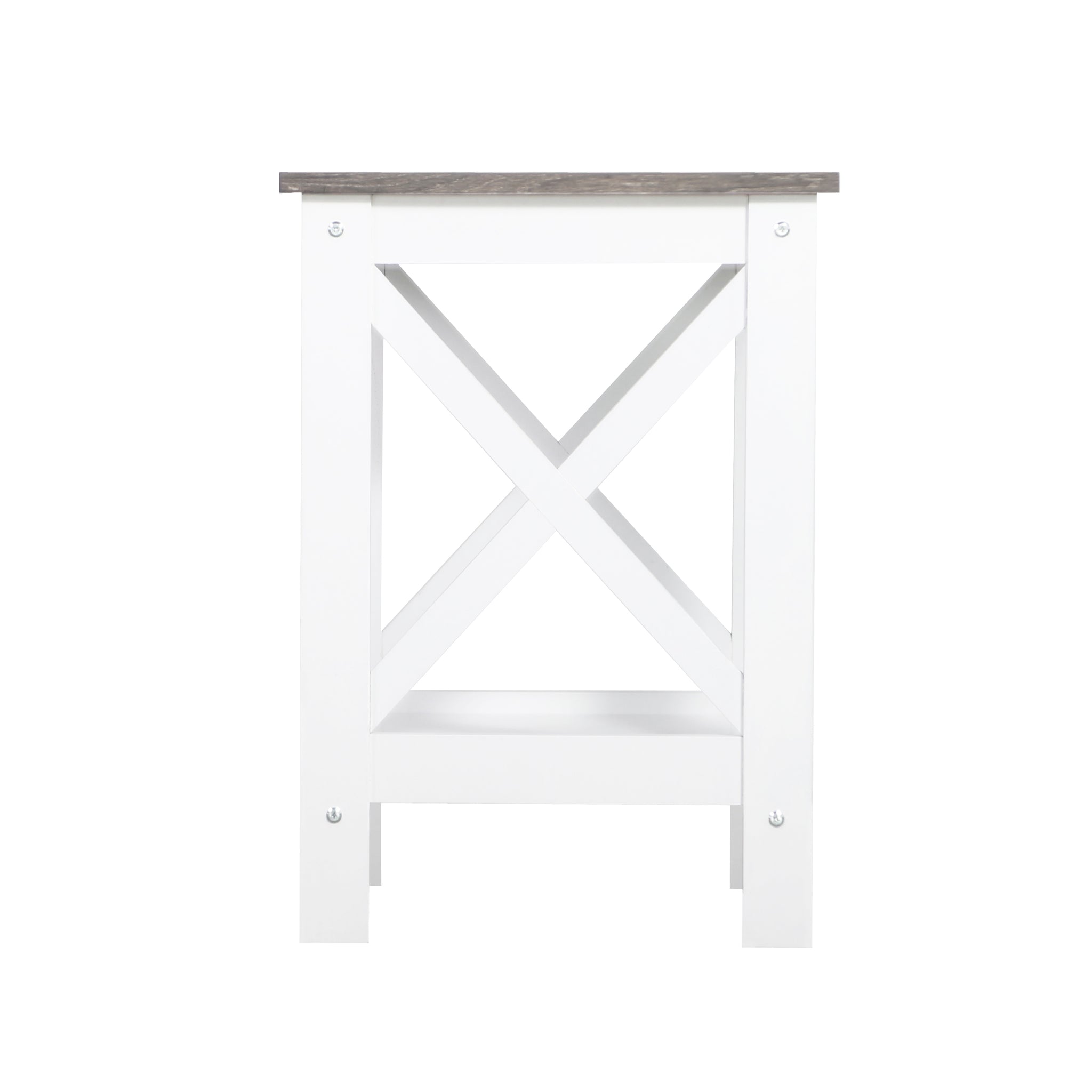 Side Tables: Coastal Side Table in White and Grey
