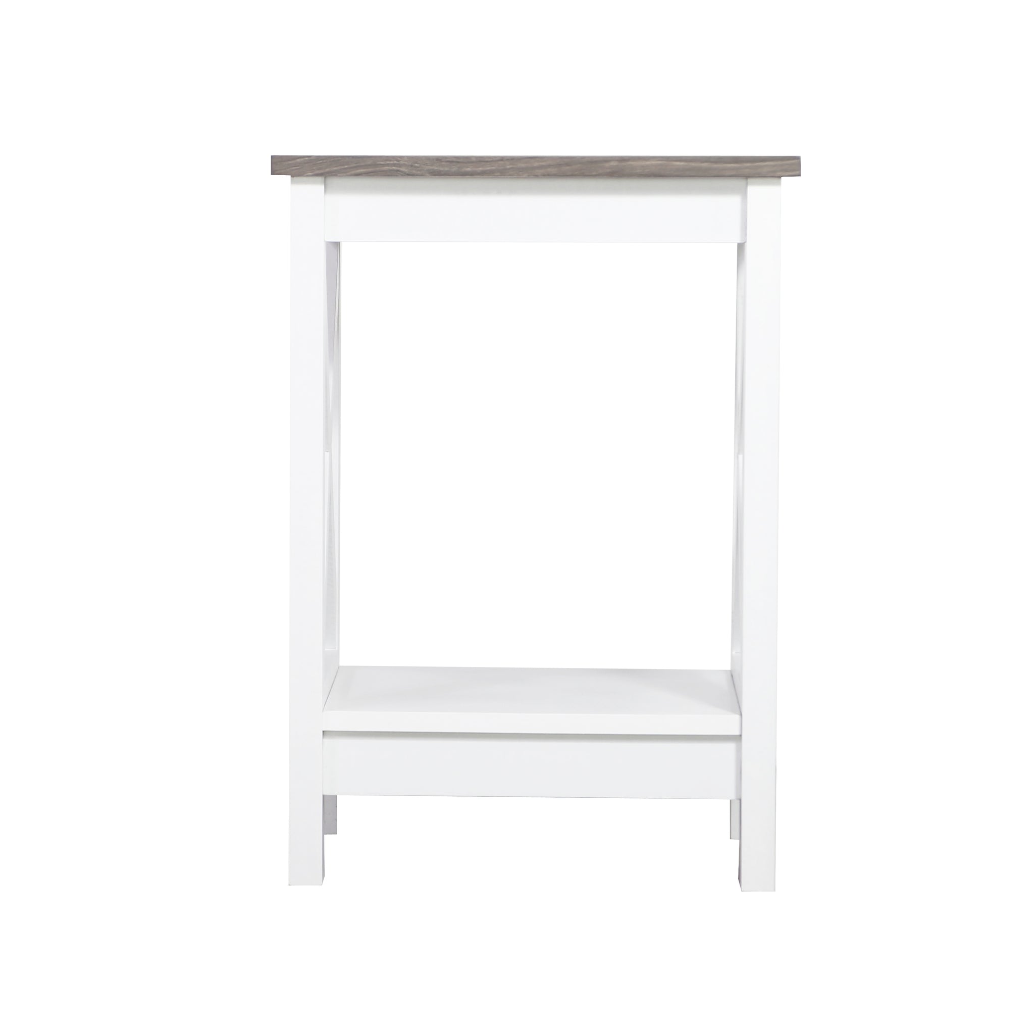 Side Tables: Coastal Side Table in White and Grey
