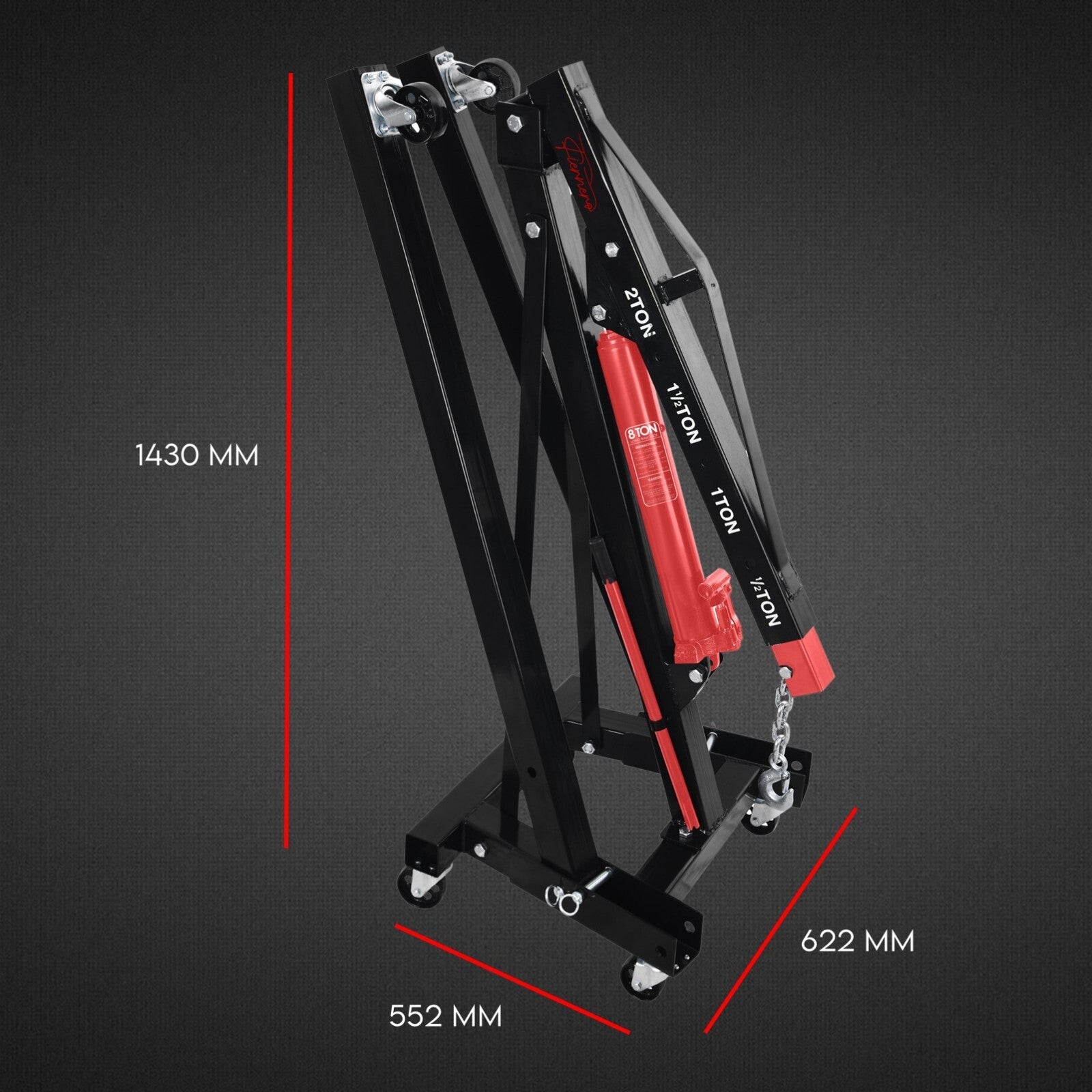2 Ton Hydraulic Engine Crane Folding Hoist Stand Mobile Lifter Workshop Lift