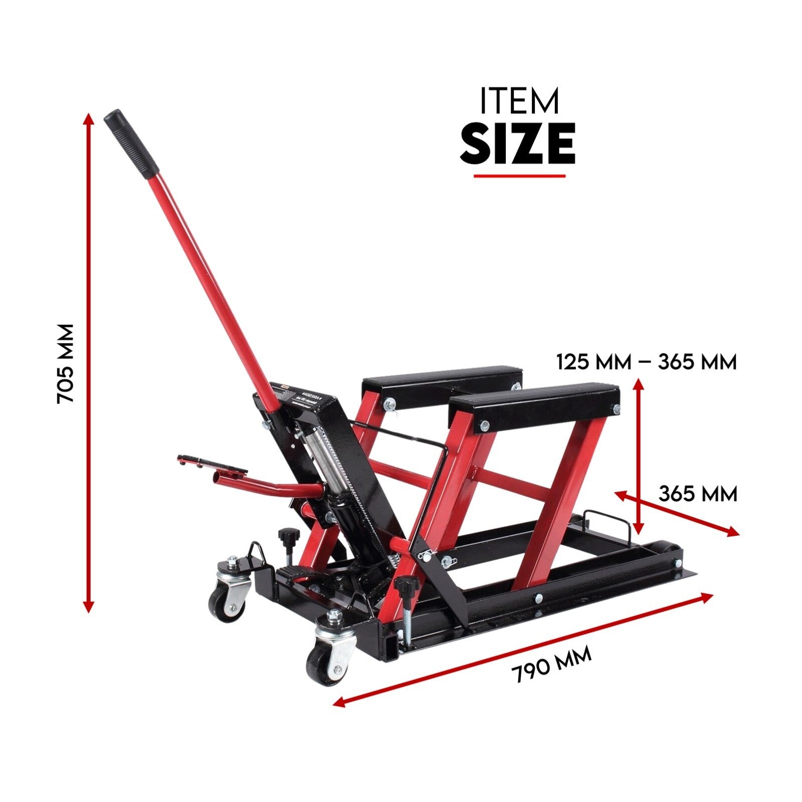 Low Profile Motorcycle ATV 680kg Motorbike Hydraulic Jack Stand Tie Down