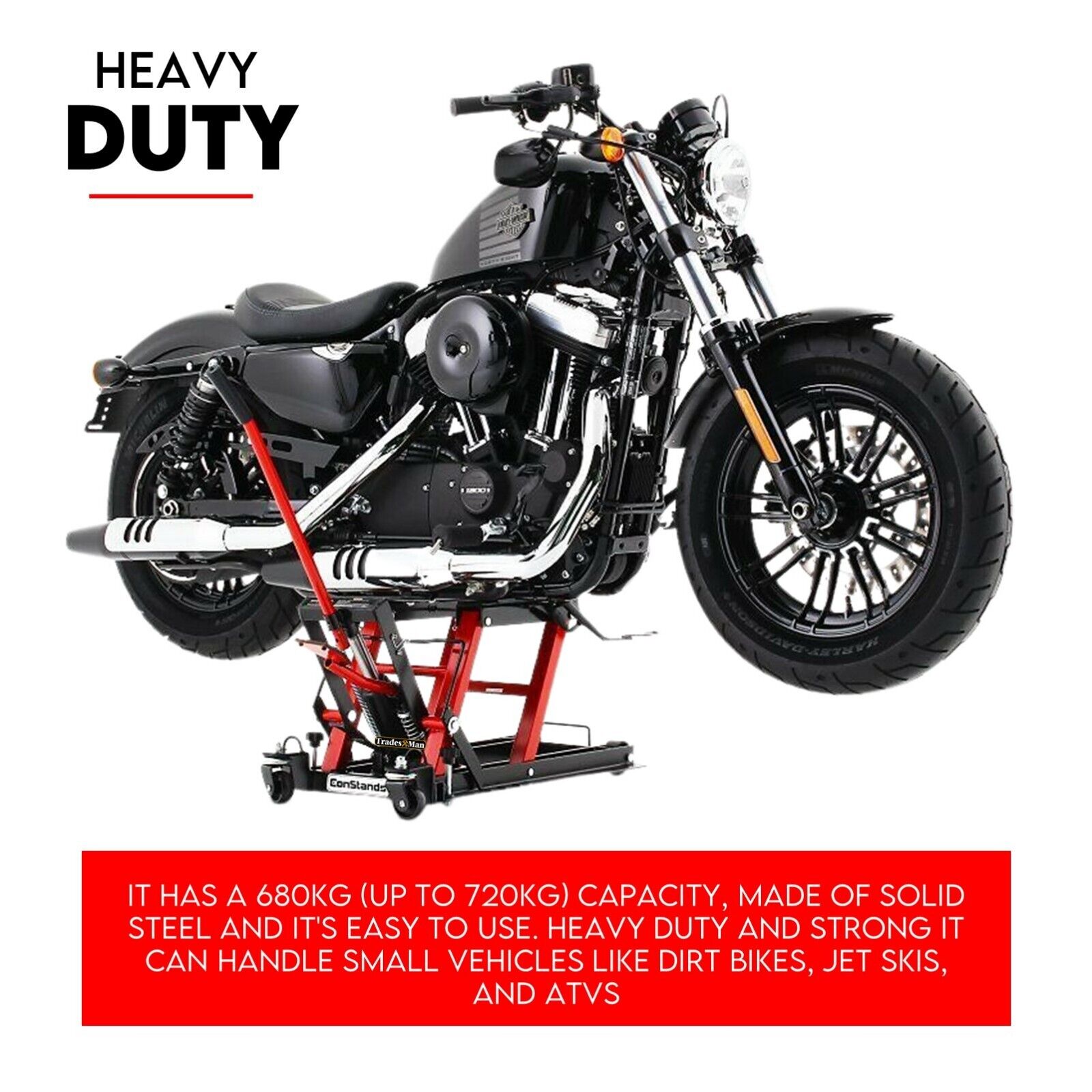 Automotive Lifts & Hoists: Motorcycle 680kg Bike Lift Stand Jack Hoist Atv Hydraulic Super Low Profile