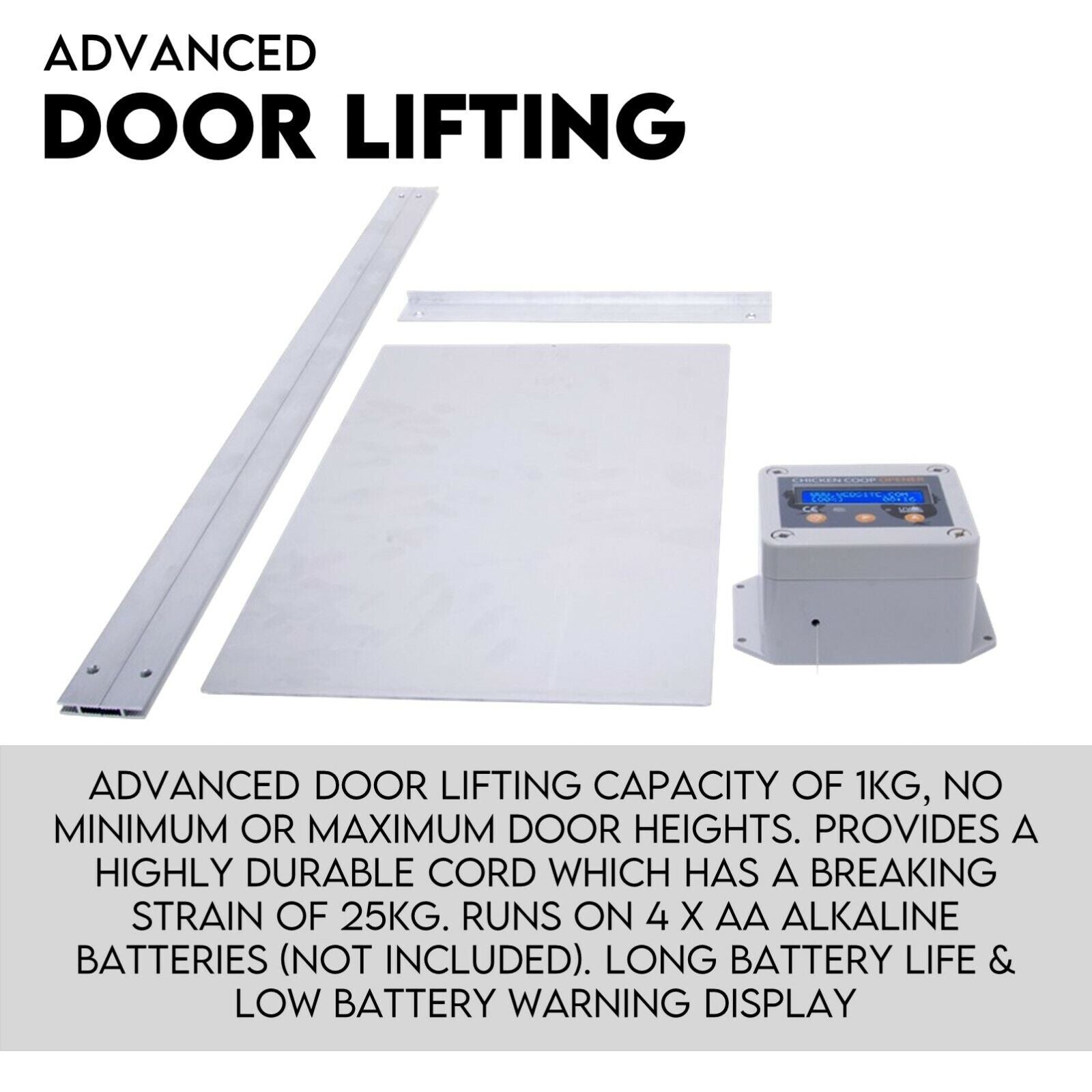 Coop & Hutch Accessories: Chicken Coop Door with Digital LCD Screen to manage Timer and Sensor