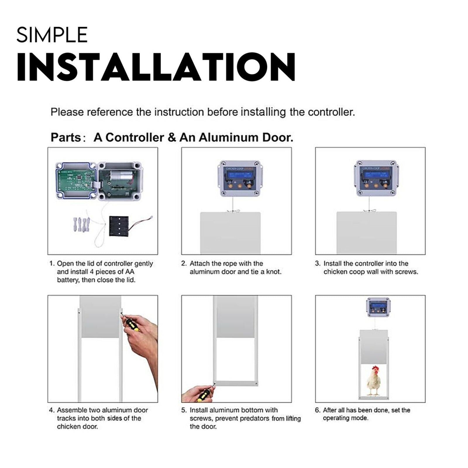 Coop & Hutch Accessories: Chicken Coop Door with Digital LCD Screen to manage Timer and Sensor