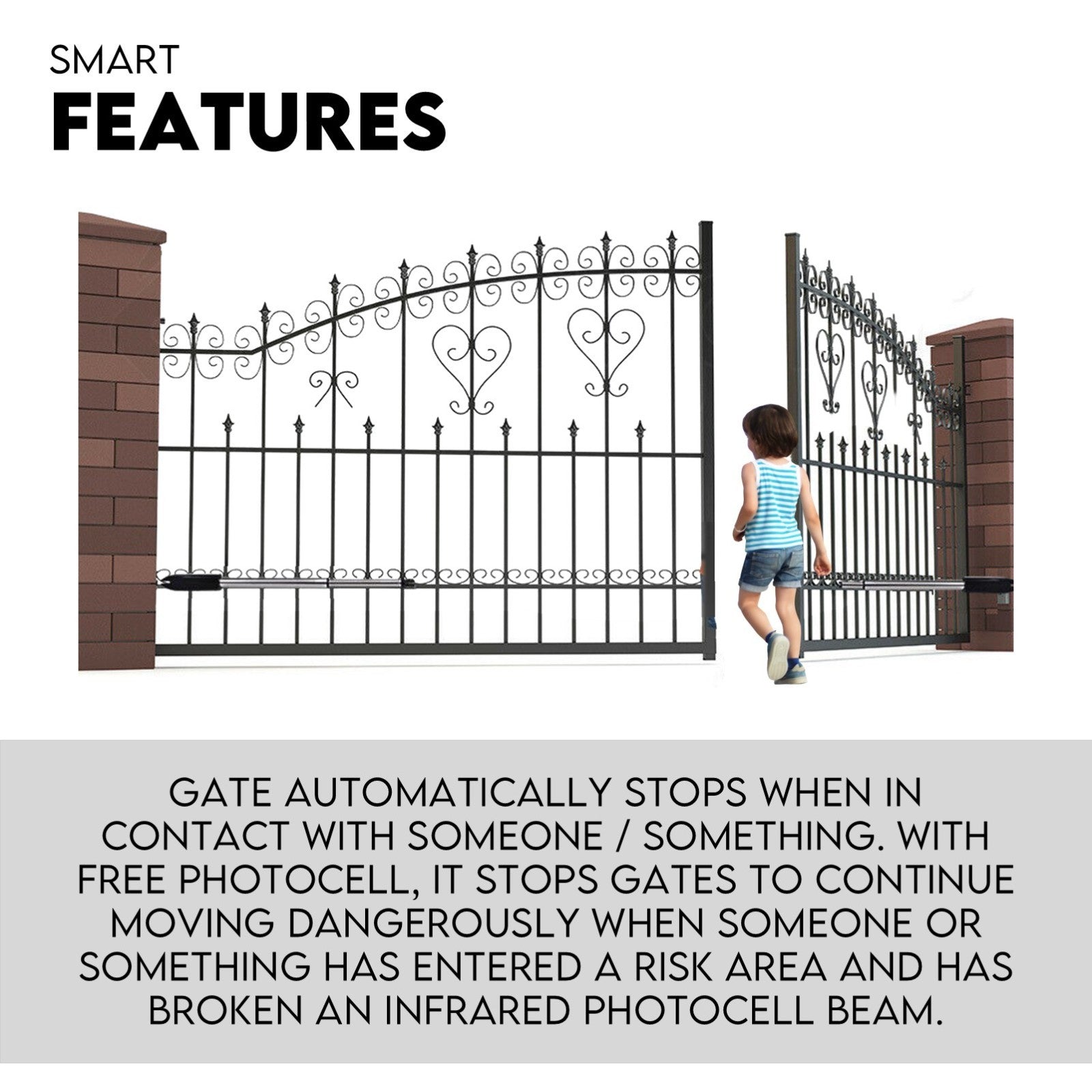 Fence & Gate Accessories: Double Swing Gate Opener Automatic Full Solar Power Kit Remote Control