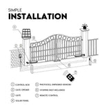 Fence & Gate Accessories: Double Swing Gate Opener Automatic Full Solar Power Kit Remote Control