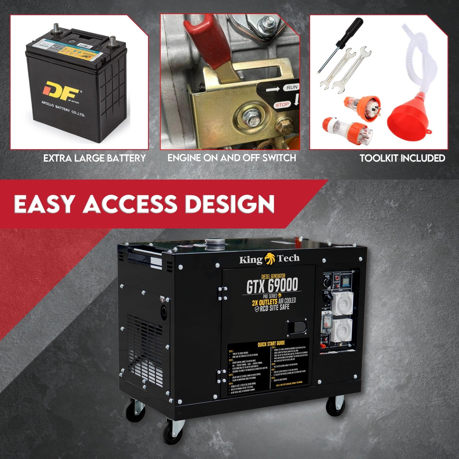 Generators: KINGTECH 8.4kW Max 6kW Rated Diesel Generator Single Phase