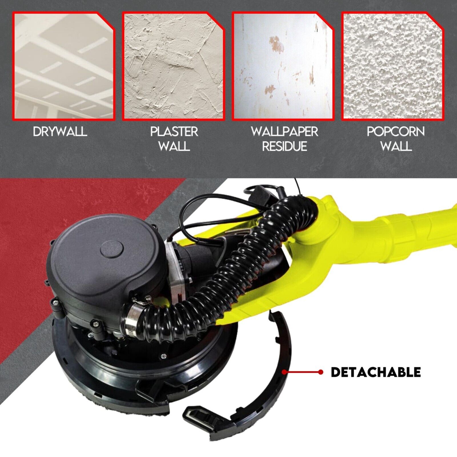Power & Electrical Supplies: Drywall Sander Hand-Held Electric Machine Plaster Wall Vacuum Plasterboard Power