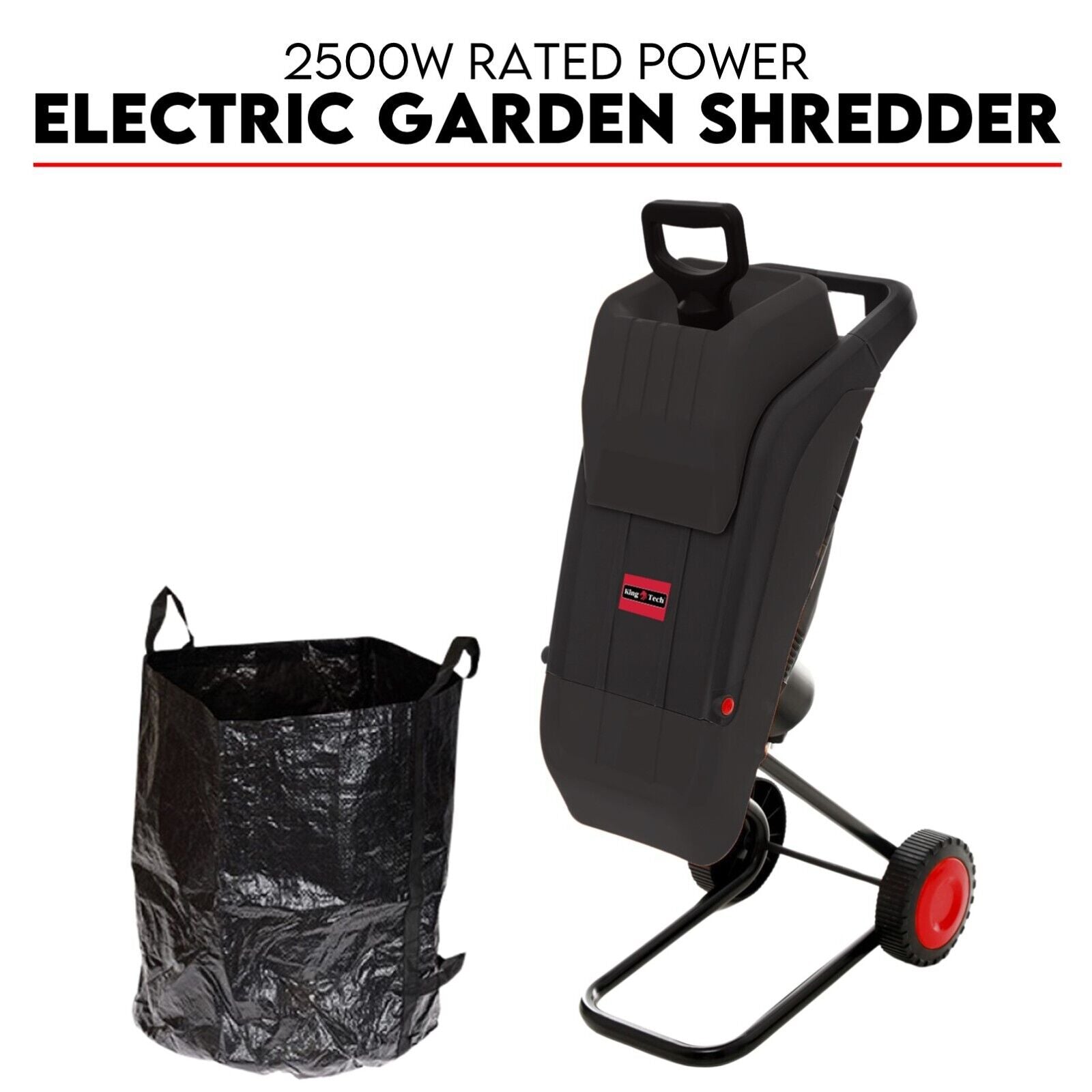 Gardening Tools: 2500W Electric Garden Mulcher Shredder Portable Wood Chipper on Wheels w/ bag