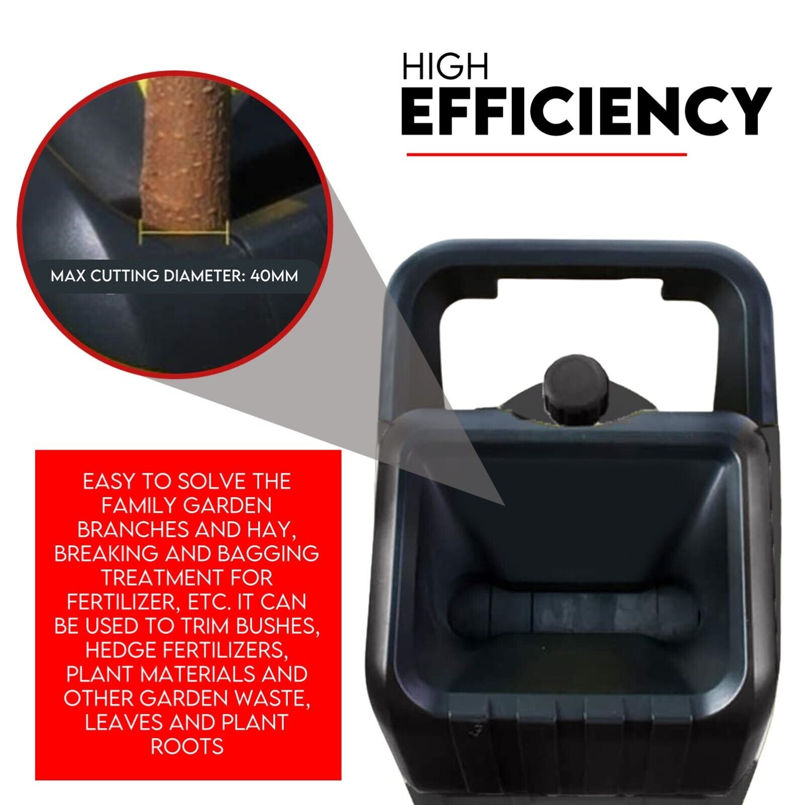 Gardening Tools: 2500W Electric Garden Mulcher Shredder Portable Wood Chipper on Wheels w/ bag