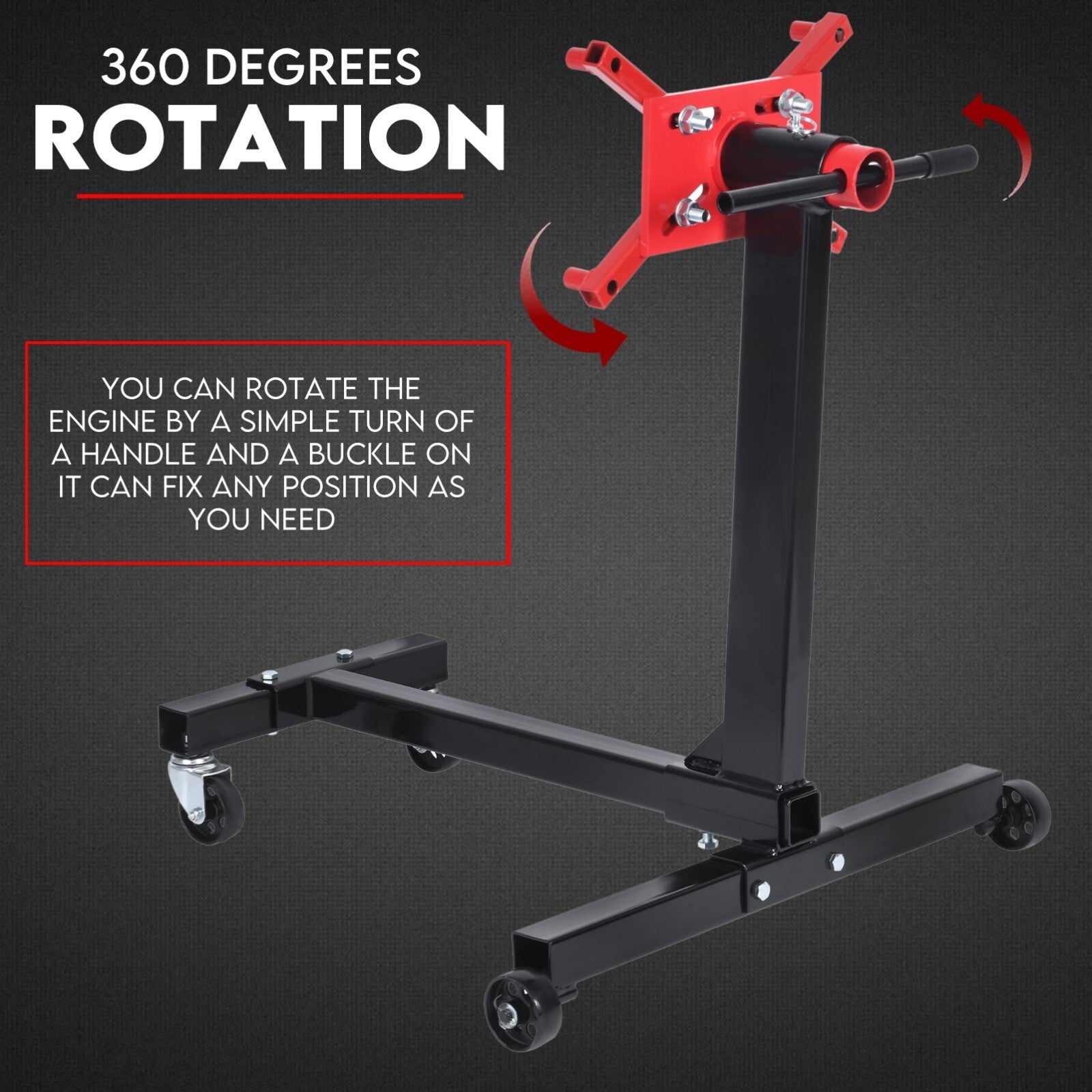 Engine Stand H Frame 450kg 1000lb Industrial Workshop Cars Auto Motor 4 Wheels