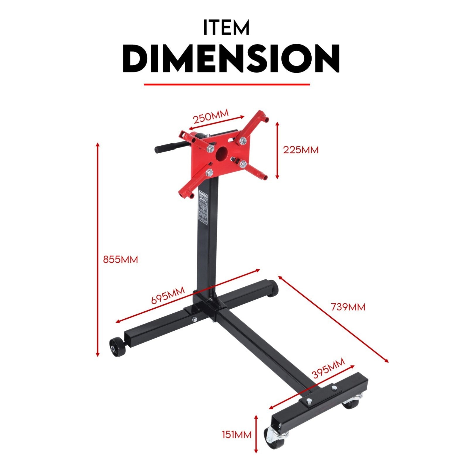 Engine Stand H Frame 450kg 1000lb Industrial Workshop Cars Auto Motor 4 Wheels