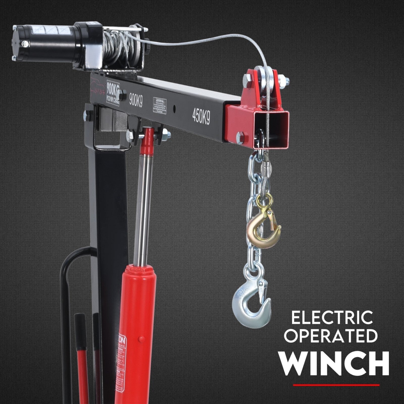 900kg Swivel Hydraulic Crane Hoist 12V Electric Jack Trailer UTE Pick up Lift