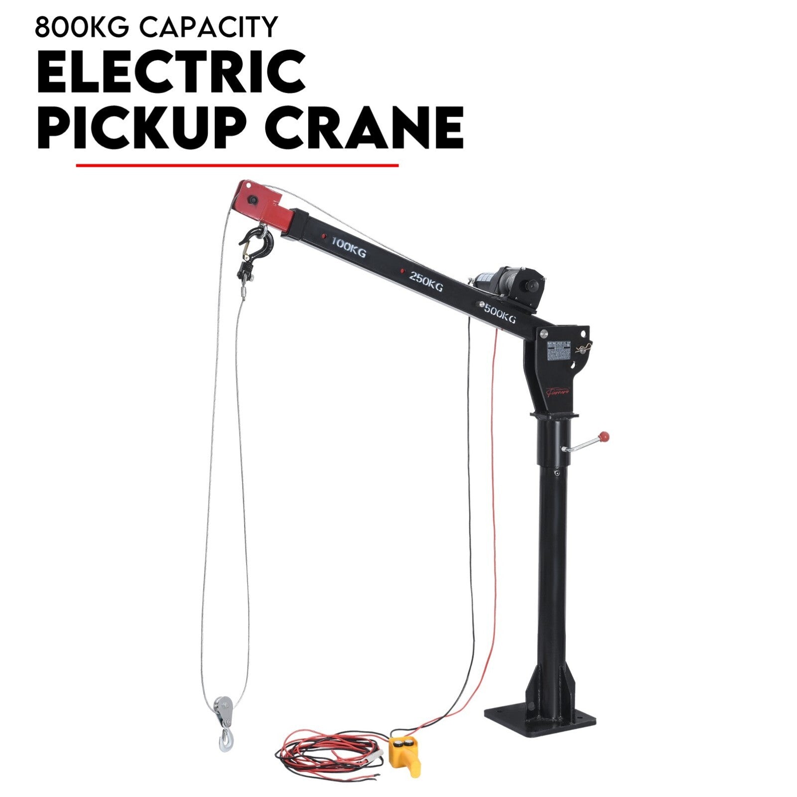 800kg Electric Hoist Winch Crane 12V Swivel Car Truck UTE Lift 360° Pick up