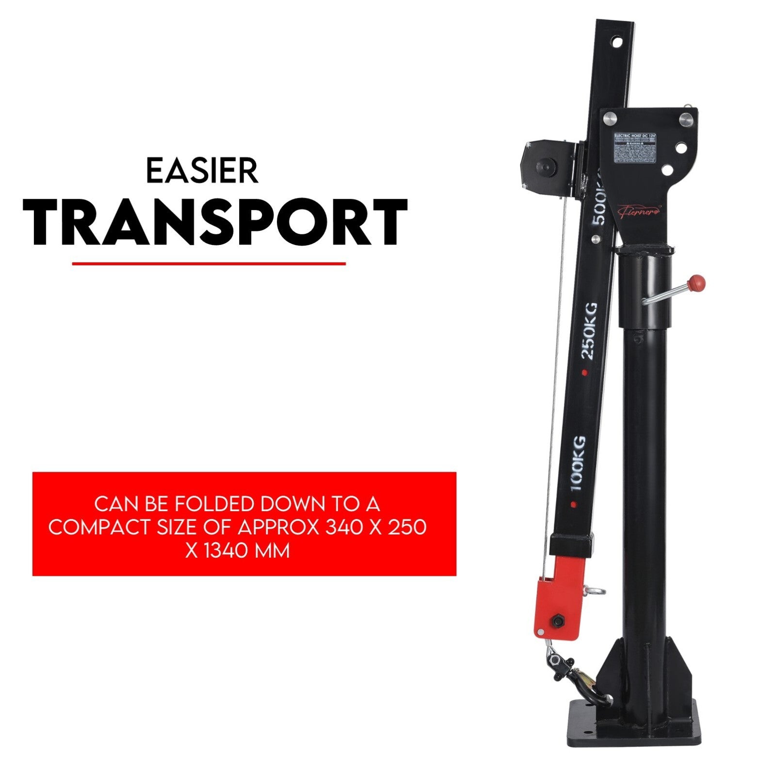 800kg Electric Hoist Winch Crane 12V Swivel Car Truck UTE Lift 360° Pick up