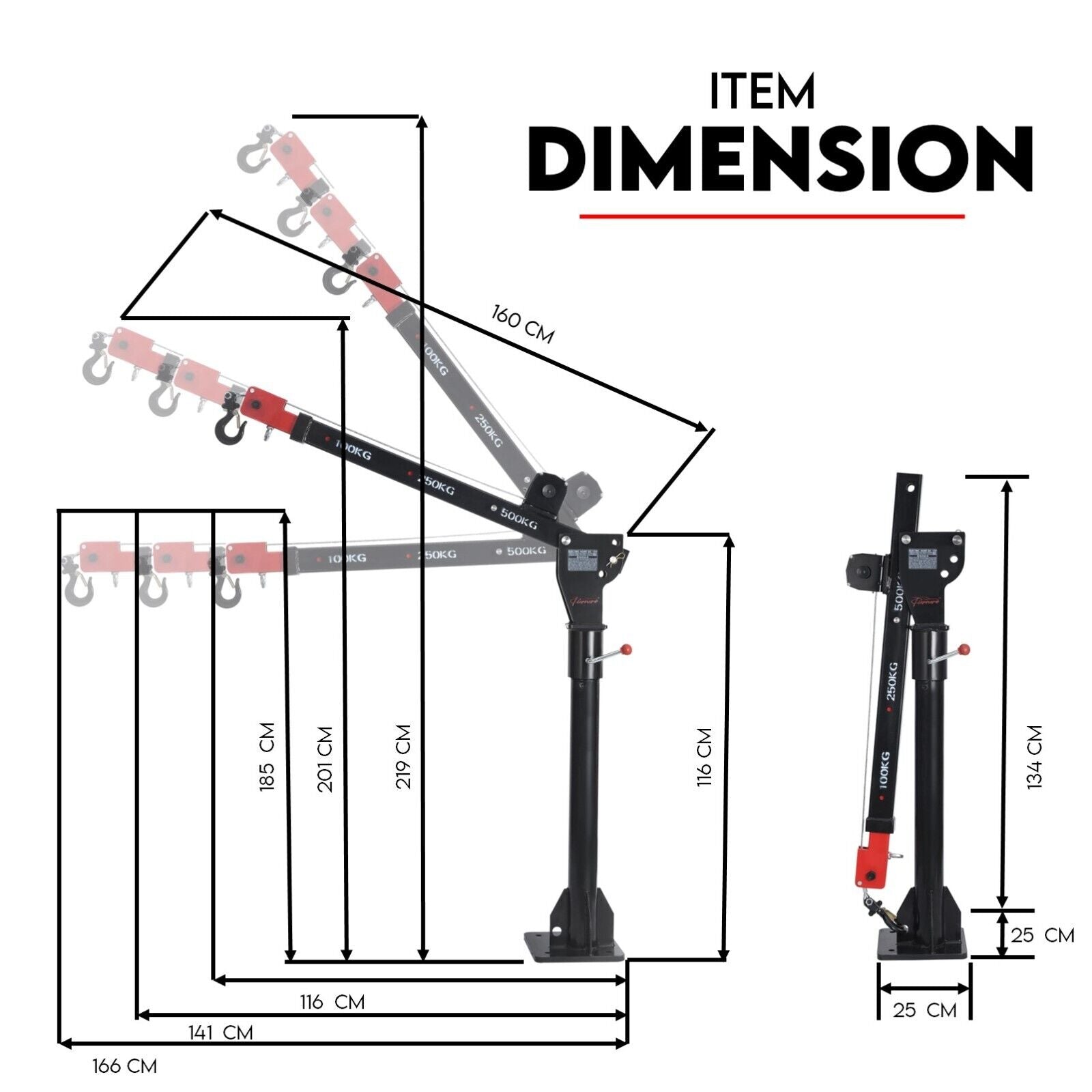 Automotive Lifts & Hoists: 800kg Electric Hoist Winch Crane 12V Swivel Car Truck UTE Lift 360° Pick Up