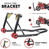 Front and Rear Motorcycle Stand Motorbike Lift Heavy Duty Paddock Carrier Bike Hoist