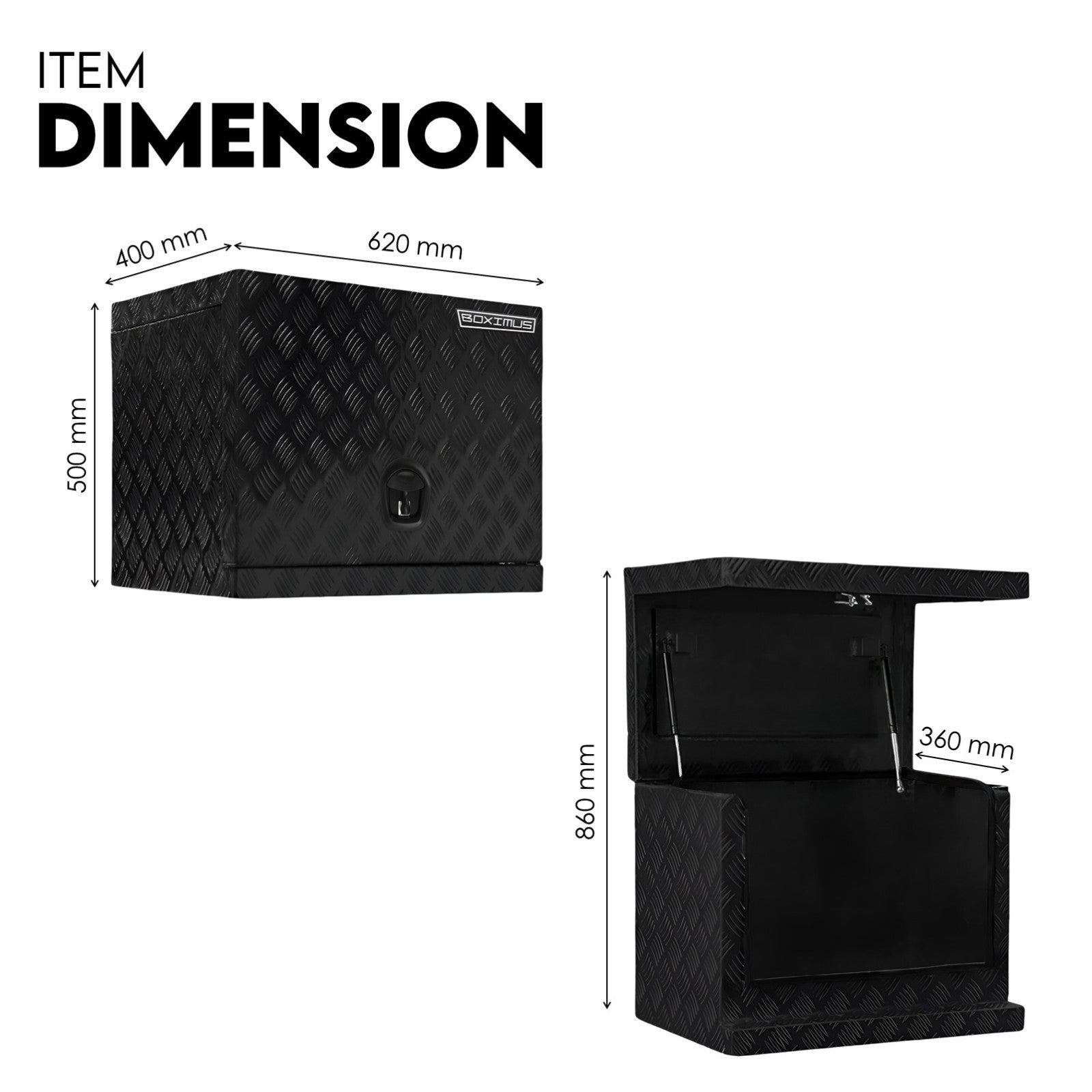 Black Aluminium Generator Toolbox Ute Tool Box Trailer Canopy Tool Box 62x40x50 cm