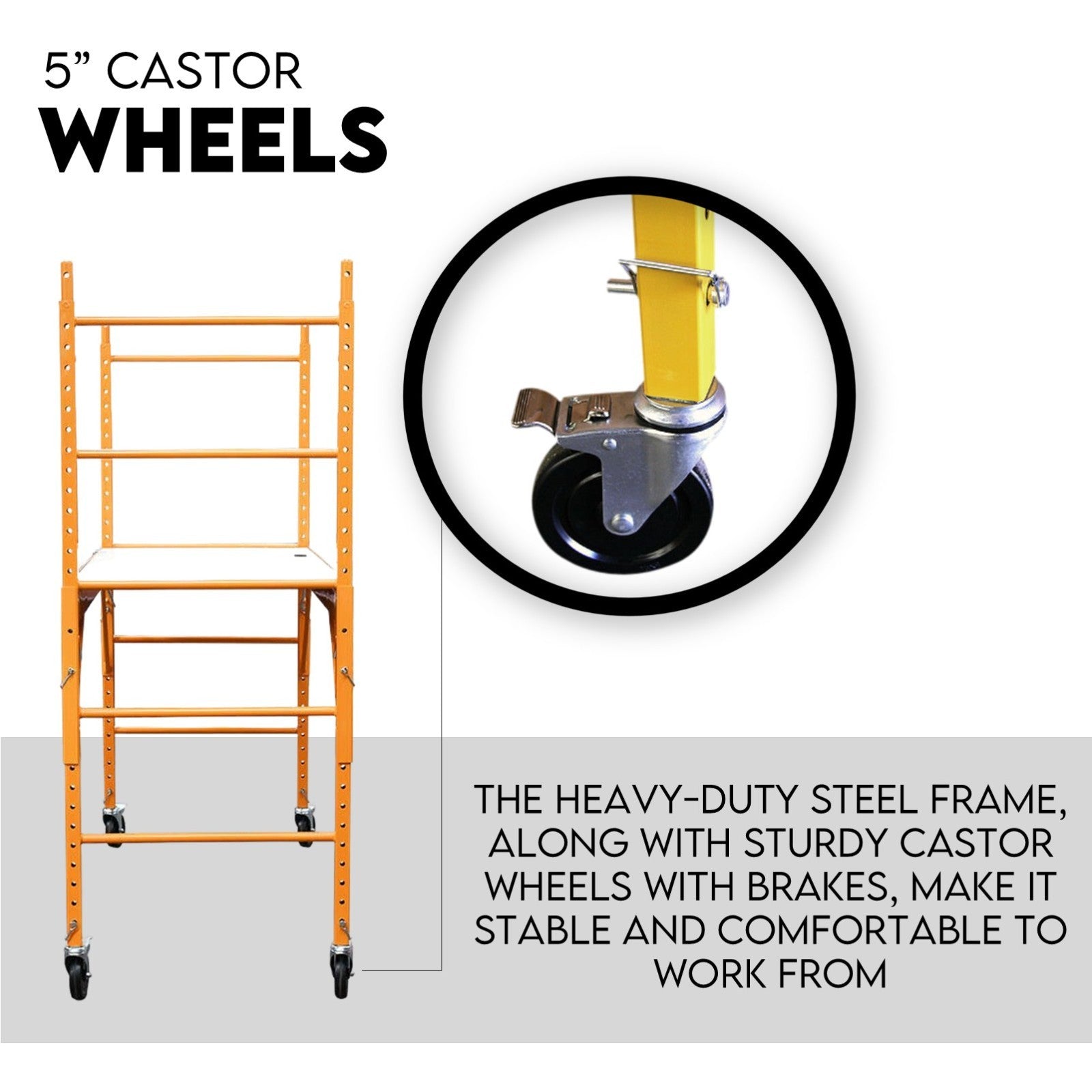 Ladders & Scaffolding: 450kg Mobile Scaffold Ladder Scaffolding Platform Portable Ladder Work Safety