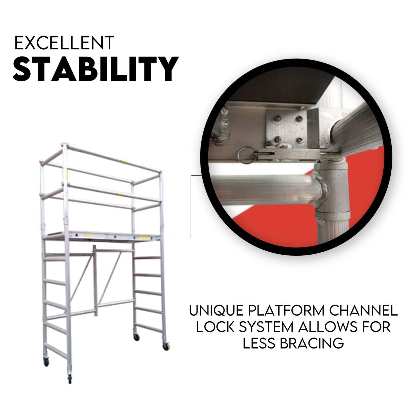 Ladders & Scaffolding: 3.0M Aluminium Scaffold Mobile Tower Single Width Platform Height AU Standard