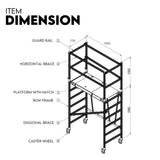 3.0M Aluminium Scaffold Mobile Tower Single Width Platform Height AU Standard