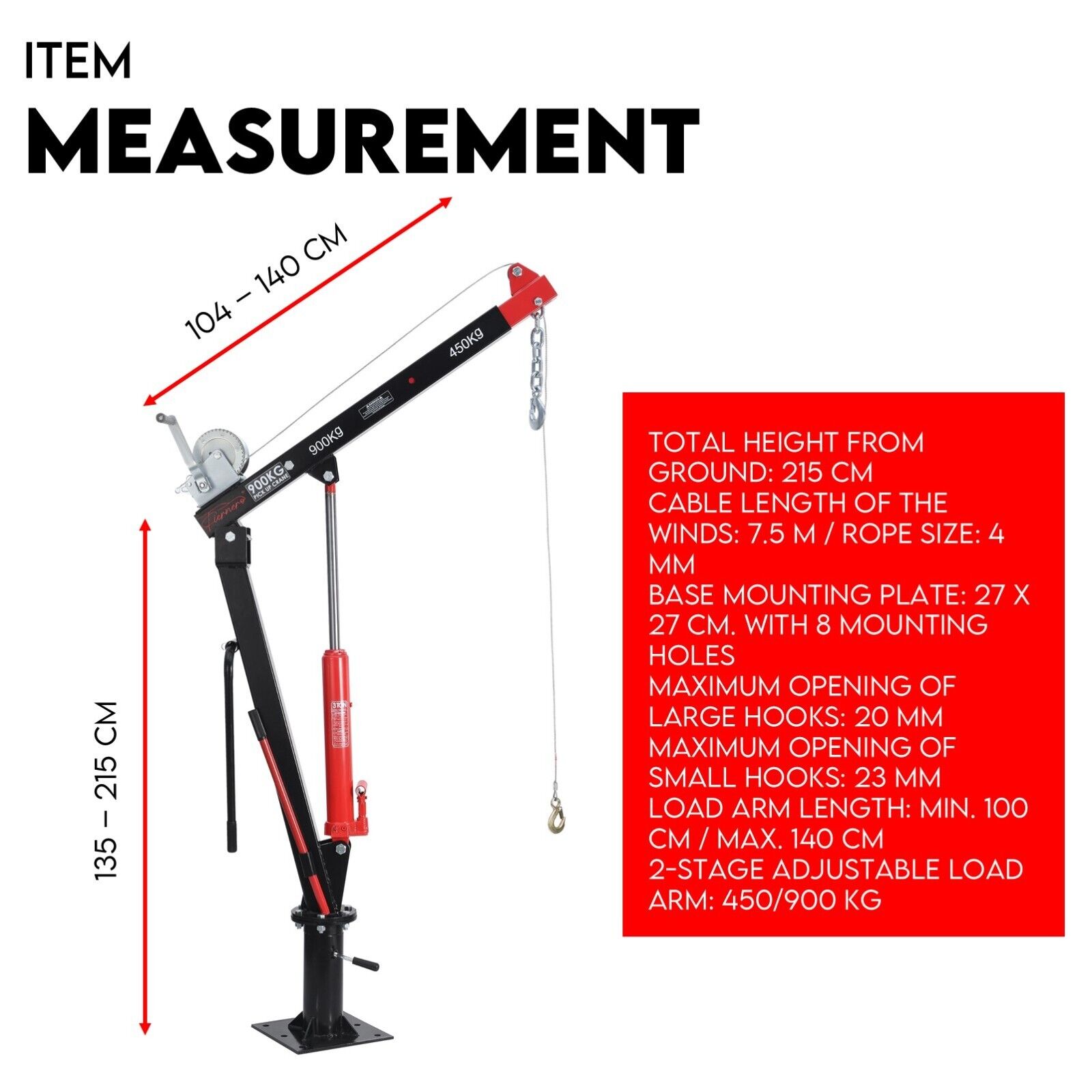 Automotive Lifts & Hoists: Hydraulic Crane 900kg Pickup Swivel Ute Truck Trailer Lift Hoist Winch Haul