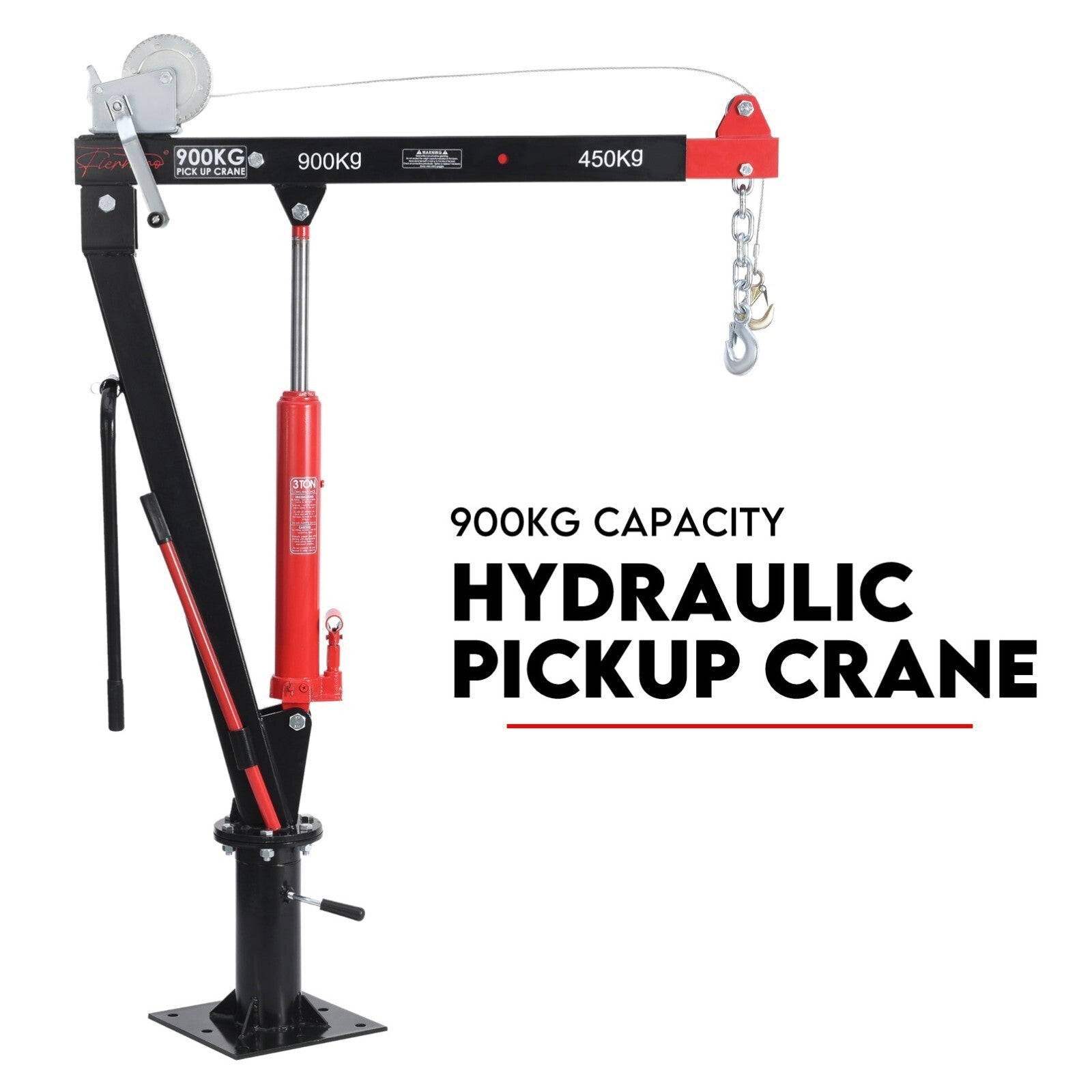900kg Swivel Hydraulic Crane Hoist Jack UTE Trailer Truck Winch Pick up Lift