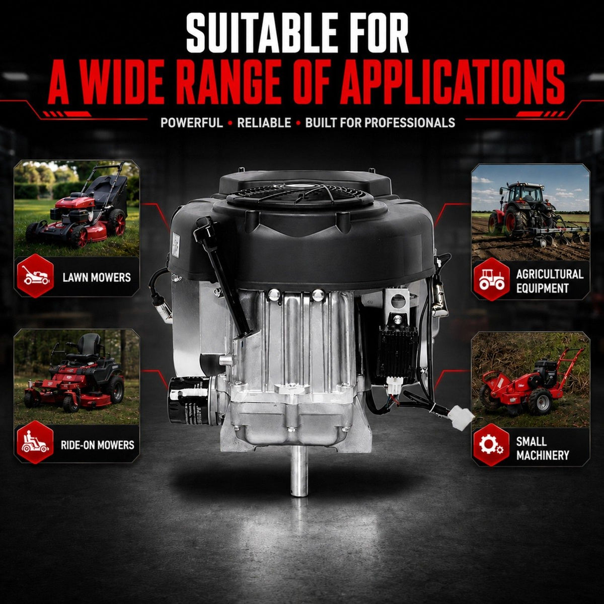 25HP V-Twin Vertical Shaft Lawn Engine Petrol Motor 4 Stroke Ride On Mower